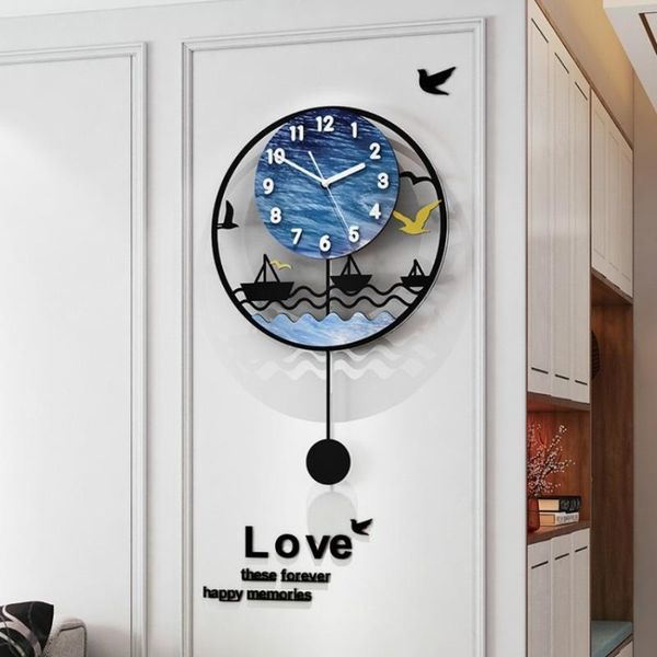 

wall clocks nordic art clock modern design pendulum large luxury silent living room creative personality home decor dl60wc
