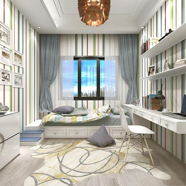 

wallpapers modern simple living room bedroom background wall children's pure wallpapermediterranean fashion vertical stripe wallpaper