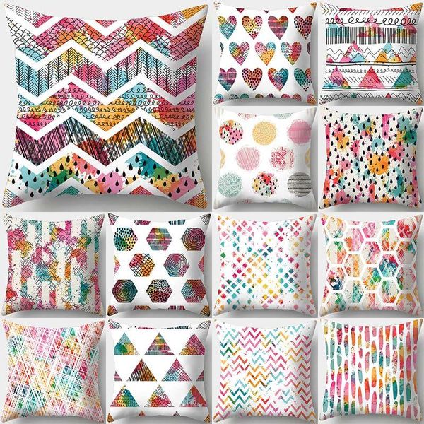 

colorful geometric pattern decorative cushions pillowcase polyester cushion cover throw pillow sofa decoration pillowcover 40942 cushion/dec