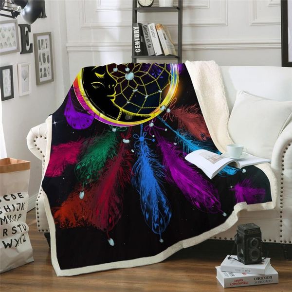 

scarves 3d print rectangle sherpa blanket wearable throw fj04, Blue;gray