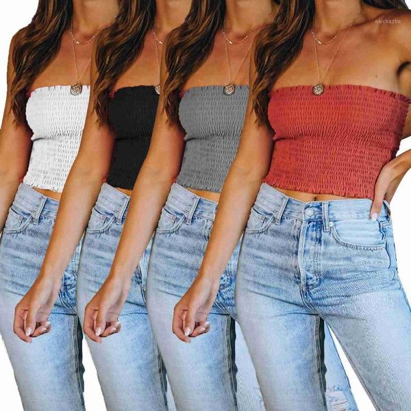 

women's tanks & camis fashion wrinkle sweat bandeau vest top, White