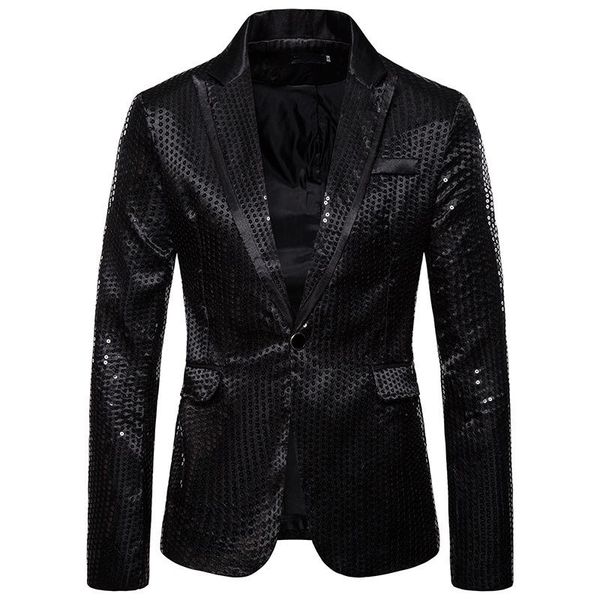 

men's suits & blazers fashion black sequin mens shiny suit jacket one button blazer for male nightclub singers stage dress chaqueta hom, White;black