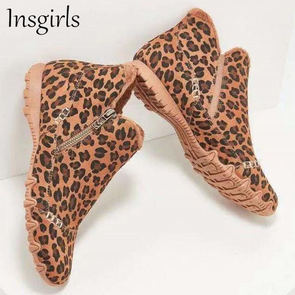 

boots 2021 winter snow low zipper leopard ladies plus plush warm flat shoes 35-43 large-sized home outdoor ankle, Black