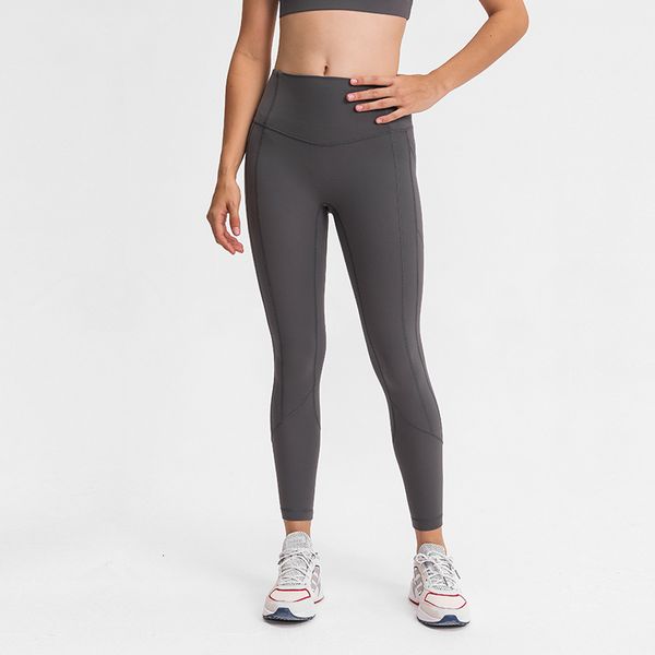 

waist 2021 t-stereo splicing yoga pants high hip side pocket sports capris women's pants, Gray