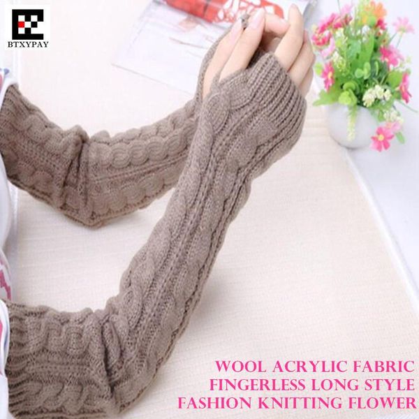 

fingerless gloves winter warm women & girl' long style gloves,fashion wild wool knitted twist pattern half finger arm sleeves, Blue;gray