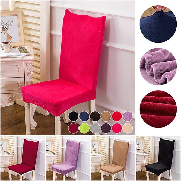 

chair covers solid color velvet dining cover spandex slipcover case for chairs office wedding room stretch