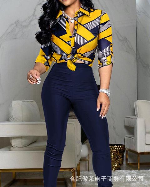 

women's two piece pants spot 2021 contrast printing suit, White