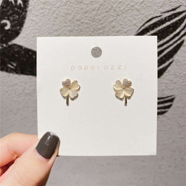 

dongdamen personalized cat's-eye korean s925 silver needle plated real gold micro zircon earrings for women, Black