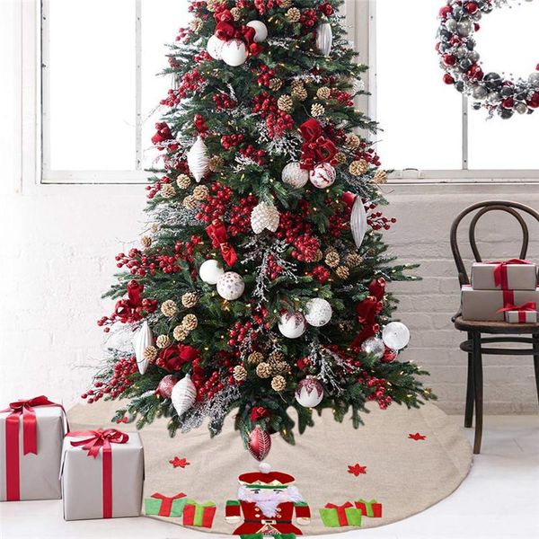 

christmas decorations tree skirt 120cm nutcracker figures soldier xmas skirts round carpet floor mat