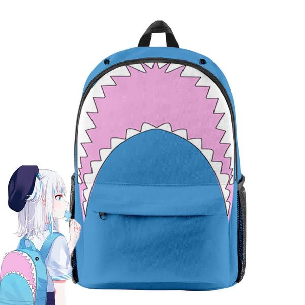 Mochila 2021 Hololive Gura Gura Cosplay Homens Mulheres Tecido Oxford School Bag High Capacidade Adolescente Adolescente Viagem