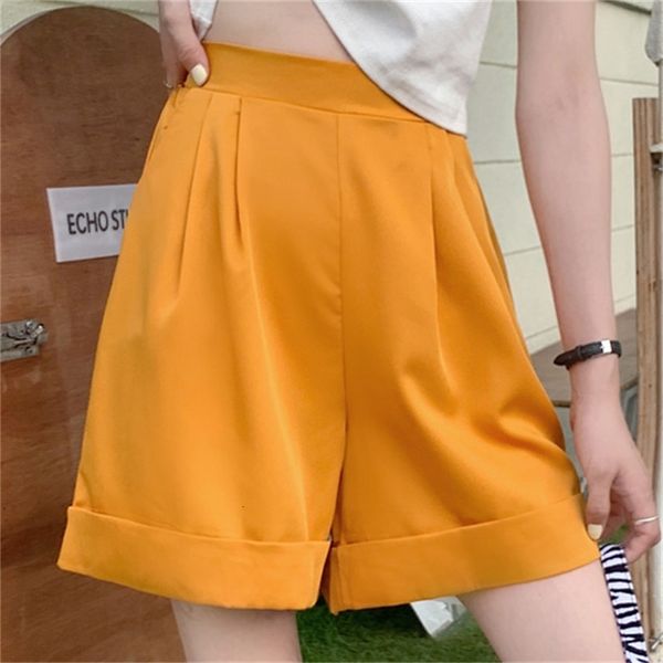 

women's shorts streetwear summer all-match high-waist wide-legged straight new arrival casual sports femme solid loose 18wv, White;black