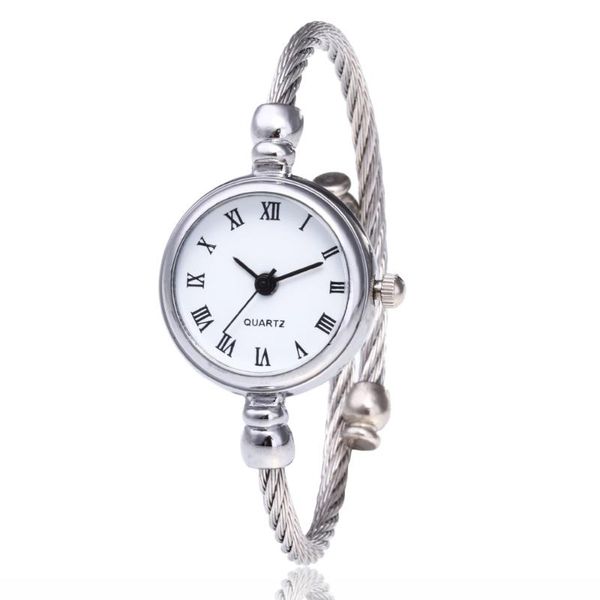 

1pcs women bracelet watches luxury fashion stainless steel small quartz watch simple ladies female chain clock wristwatches, Slivery;brown