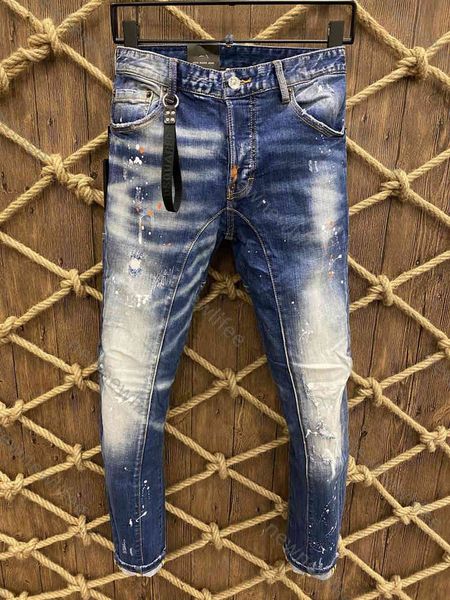 

2021ss designer jeans ainfor balm men's slim-fit ripped pants great quality man designers clothes spring plus size mens jeans 788l, Blue