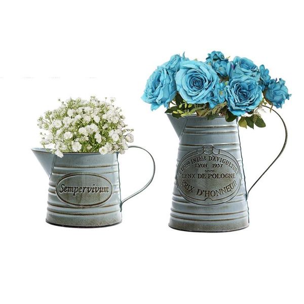 

vases vintage metal iron flower buckets plants planter pot bucket succulent home balcony deskfloral decor