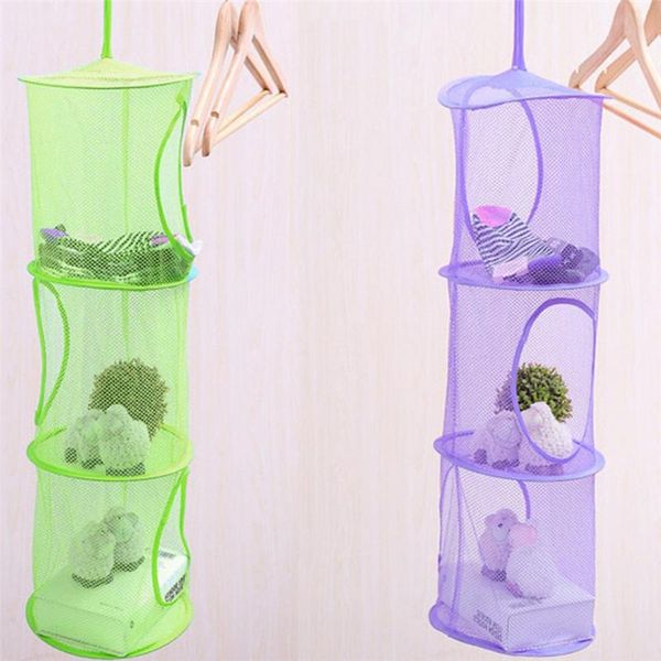 

storage boxes & bins 1pc 3shelf hanging bag mesh organizer laundry toy towel socks closet 0909#30