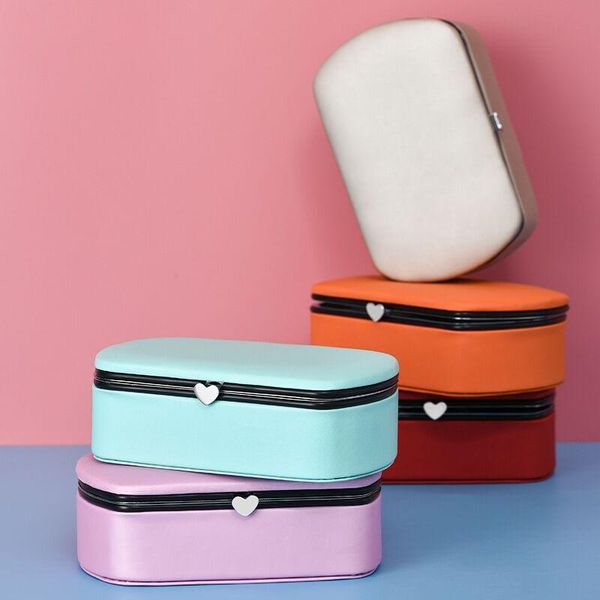 

jewelry pouches, bags hoseng blue purple metal lock fashion portable velvet bag leather zipper ring storage showcase display box hs_667, Pink;blue