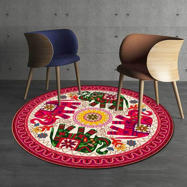 

carpets 200cm festive elephant ethnic style blue yellow red color living room bedroom hanging basket chair round floor mat carpet