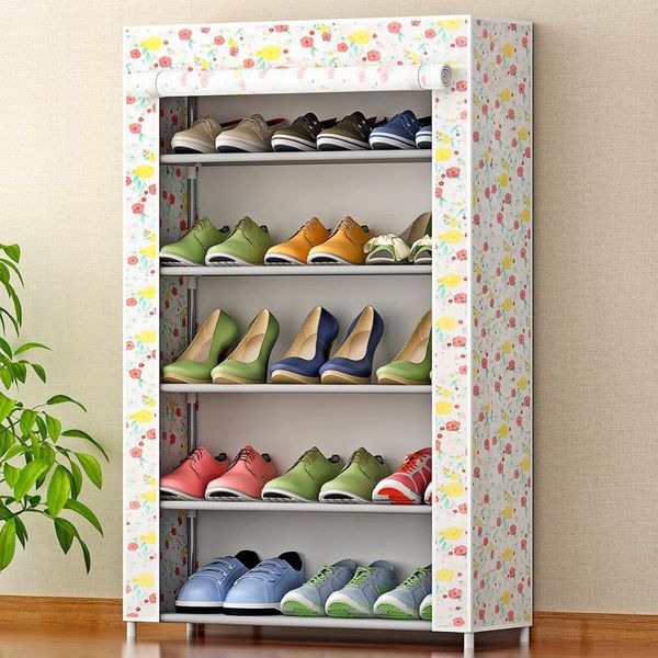 

clothing & wardrobe storage 5-tier shoe rack 15 pairs shoes organizer cabinet with dust-proof moisture-proof non-woven fabric cover space-sa