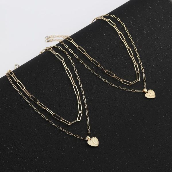 

chains cute heart initial necklace gold color letters a-z 26 alphabet pendant for women girl party jewelry gift 1 piece, Silver