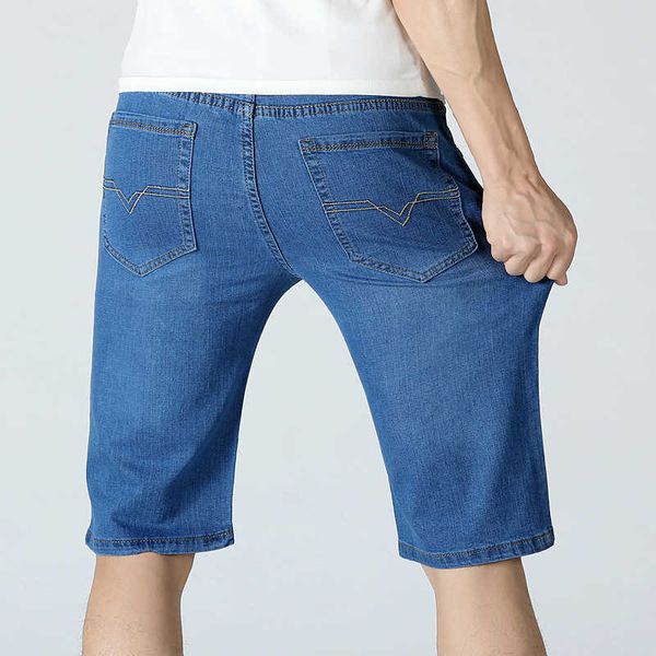 

summer 2021 thin capris jeans men's straight shorts casual pants, Blue