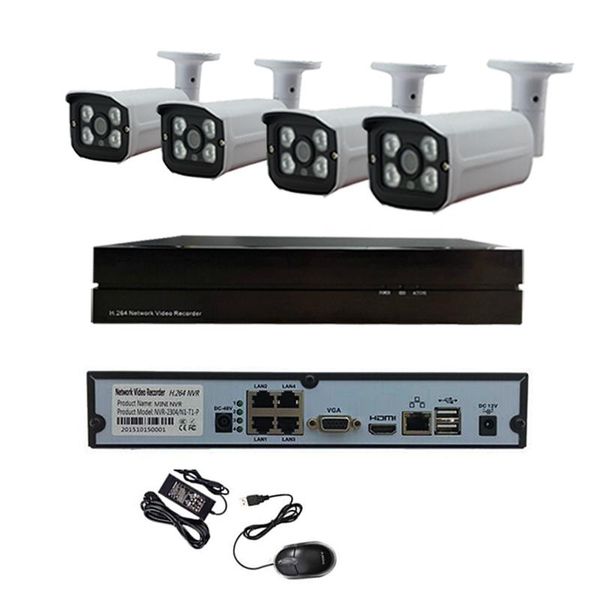 

outdoor hd 720p network 1.0mp monitoring ip camera 4ch poe nvr hdd onivf h.264 p2p cctv system security systems