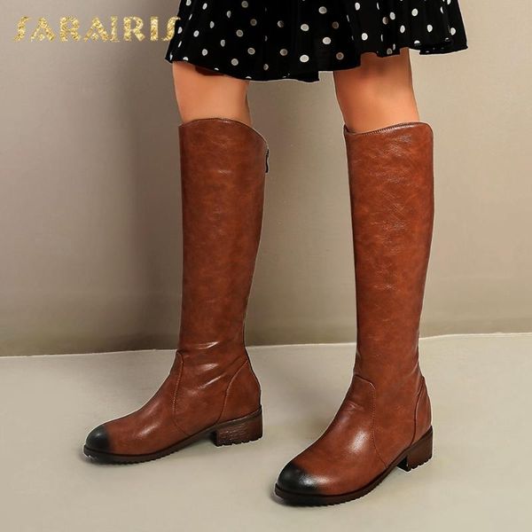

boots sarairis square heels large sizes 44 vintage shoes woman riding, Black
