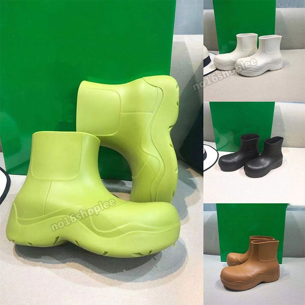 

2021 fashion designer luxury rain boots short boot sheepskin latex pad feet platform womens bootss material, Black