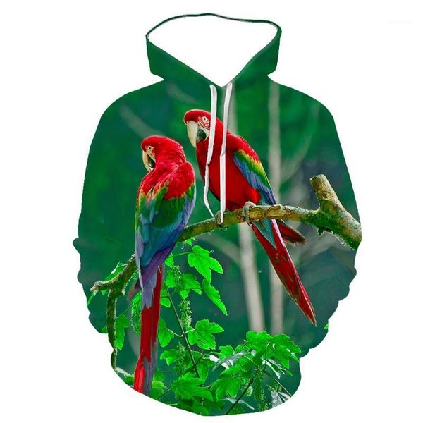 

men's hoodies & sweatshirts autumn and winter hoodie 3d sweater cool men women fashion forest parrot print series product, Black