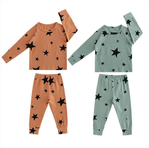 

0 5y casual toddler baby boy girl clothing tracksuit stars print long sleeve pants kids fall outfits set, White