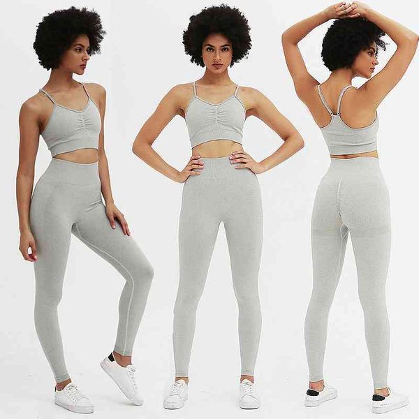 

women's tracksuits 2 piece set wear women workout clothes gym clothing fithess sport suit sports bra yoga pants, Gray