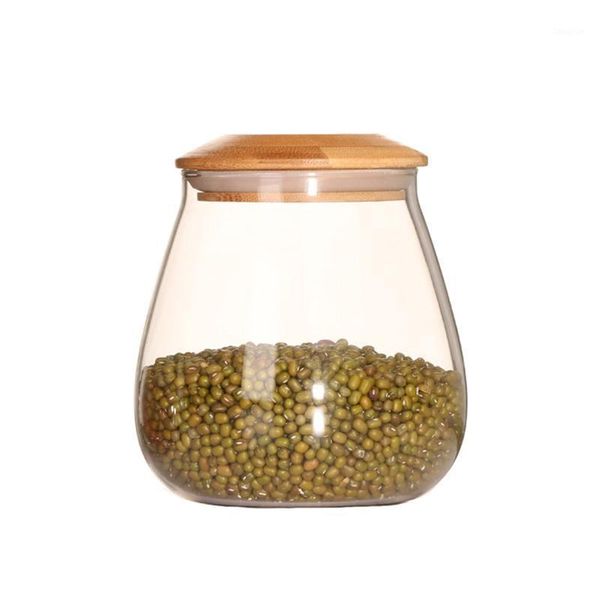 

storage bottles & jars mushroom shape glass jar clear food botlles grain canister sealed container empty for loose tea coffee bean
