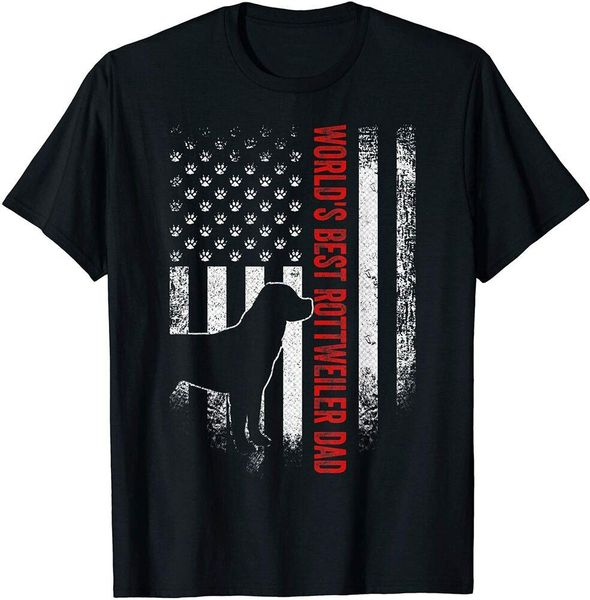 

vintage american flag world's rottweiler dad silhouette t-shirt size s-5xl, White;black