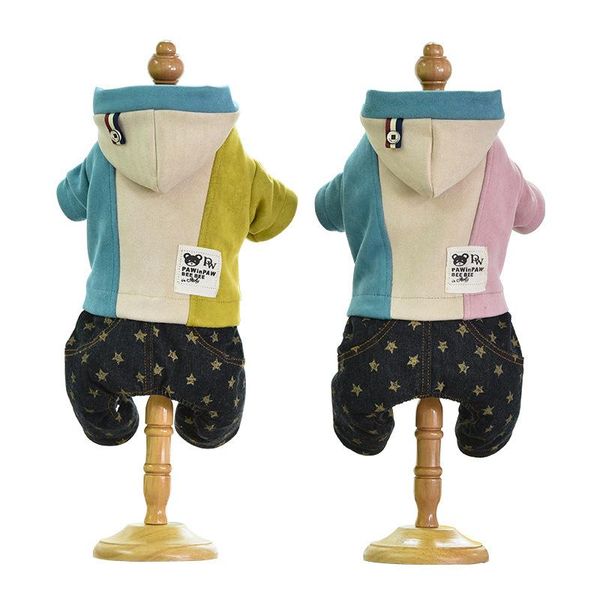 

dog apparel est clothes for 2021 autumn and winter pet warm thickening four-legged stitching colors