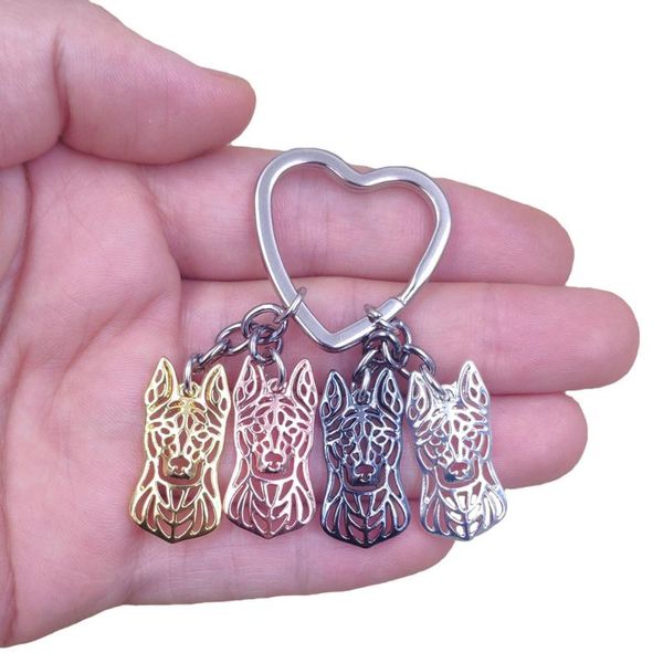 

keychains 2021 dutch sheherd dog animal cute gold silver plated keychain for bag car women men girls boys k196