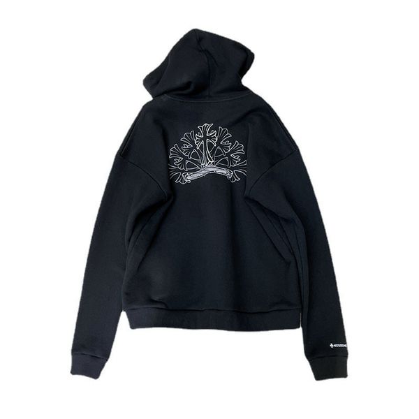 

tide ch men's and 21 women's sanskrit cross printed cotton hoodie top, Black