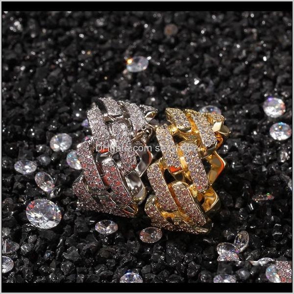 

band drop delivery 2021 mens gold ring fashion hip hop jewelry iced out sier blingbling cuban rings qa5cn, Silver