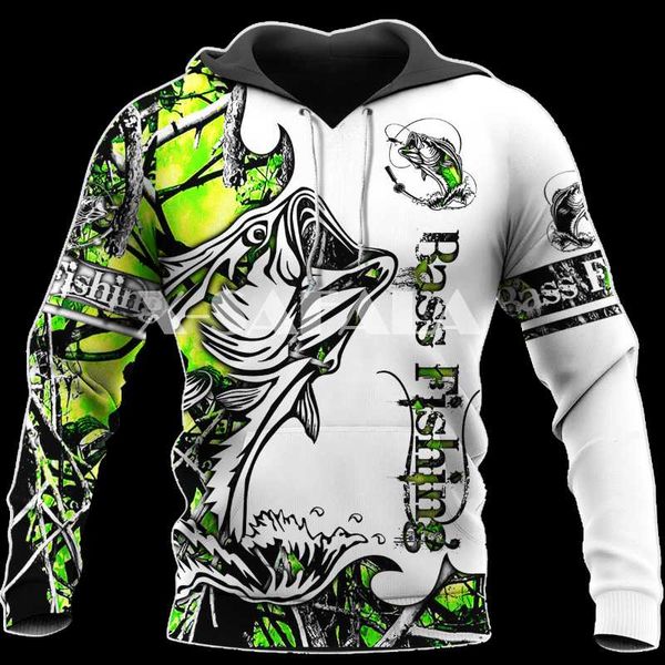 

men's hoodies & sweatshirts green bass fishing sport fish 3d full print size hoodie man women harajuku outwear zipper pullover sweatshi, Black