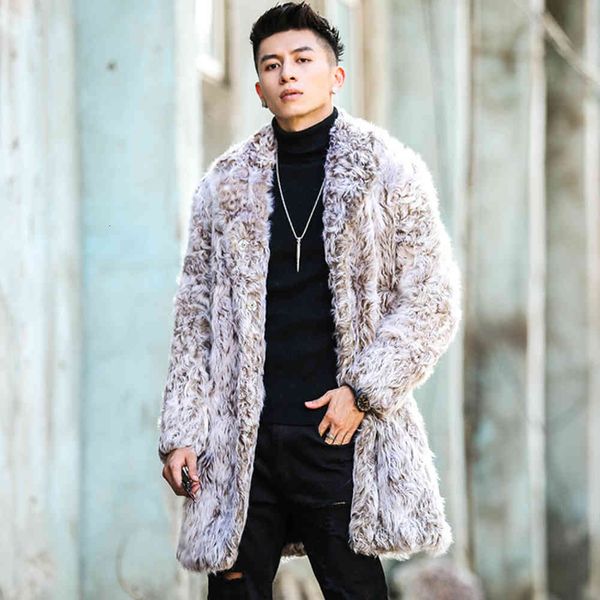 

b3 shearling men's long coat winter warm jacket, Black