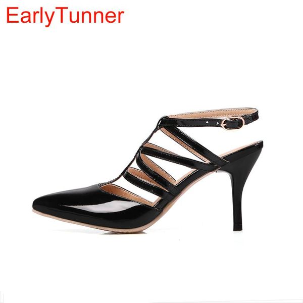 

sales brand summer black red white women slingback sandals high gladiator heels lady shoes ems06 plus big size 12 30 48