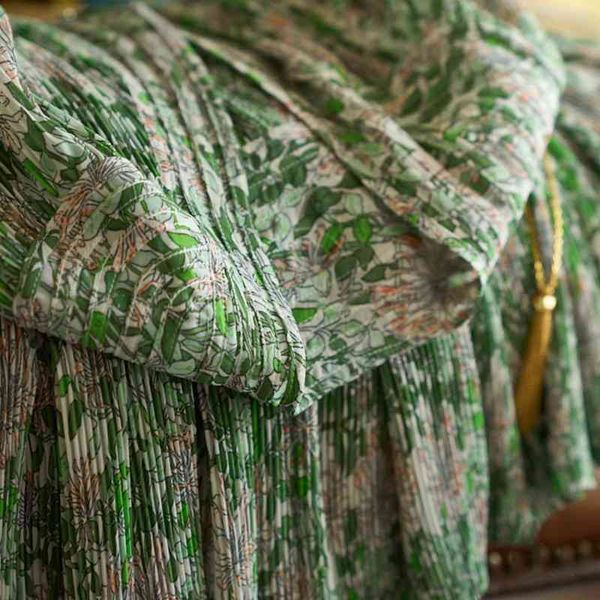 

cardamom organ pleated green flower 2021 new summer sweet dress, Black;gray