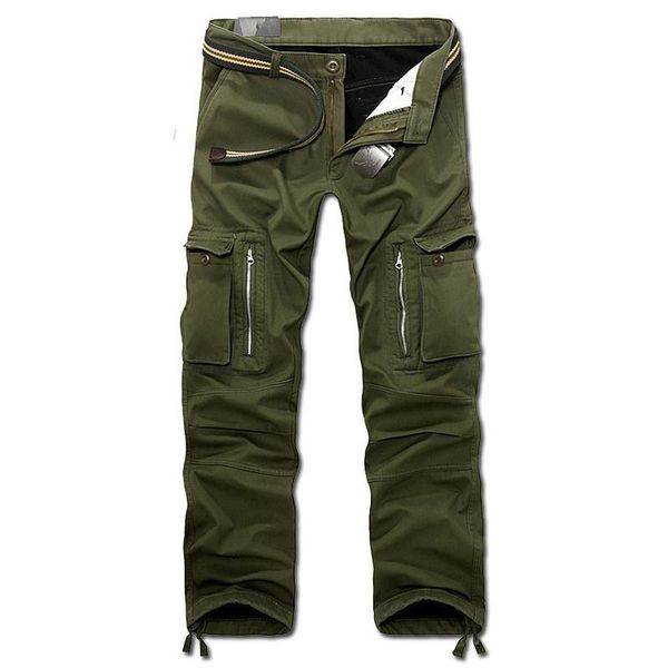 

men's pants brand men winter cargo baggy trousers, Black