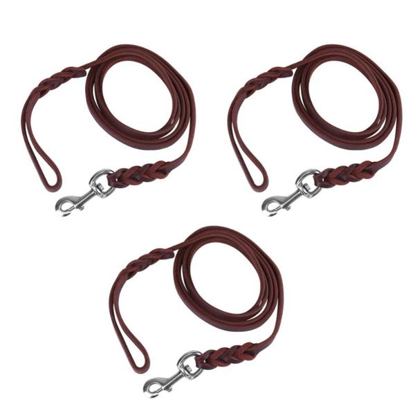 

dog collars & leashes 2.1m/1.6m/1.2m leather braided leash rope safe walking running training pet collar lead protect control harness
