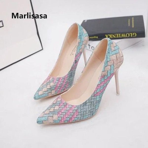 

marlisasa tacones altos women cute pointed toe heel pumps lady casual street & party shoes f546 dress, Black