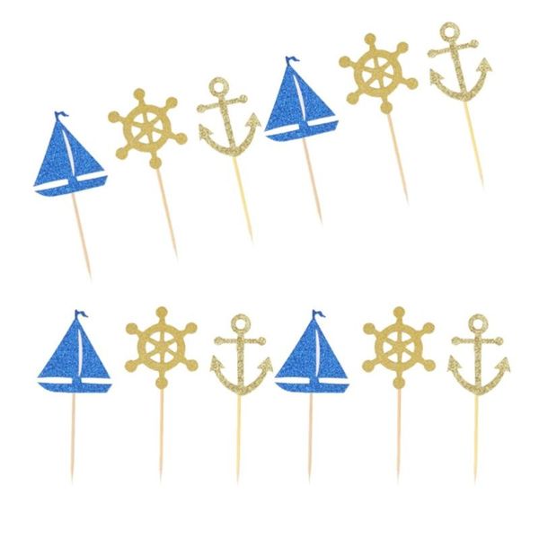 

other festive & party supplies 36 pcs cartoon ocean boat anchor cupcake insert cards