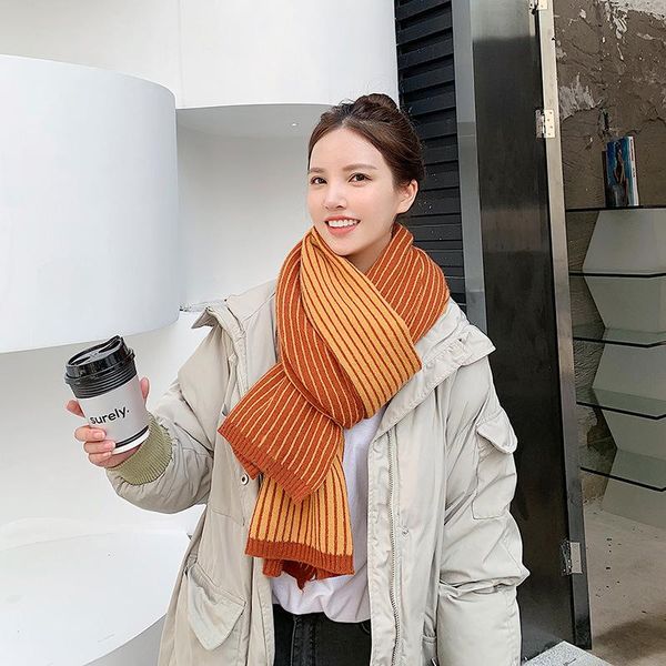 

scarves arrival fashion temperament knit comfortable warm thick double sides elegant women office lady striped scarf, Blue;gray