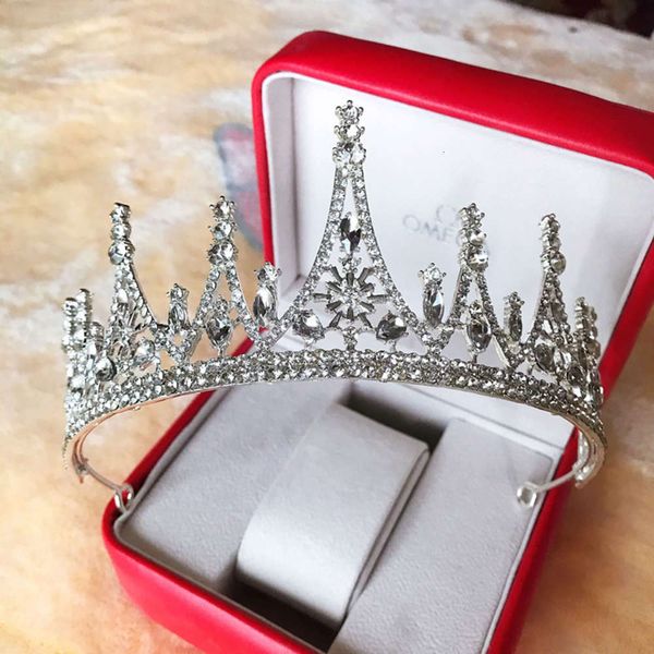 

bridal luxury large alloy diamond hairband baroque wedding bridal crown jewelry headdrs hug32, Slivery;golden