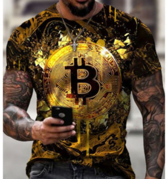 

2021 fashion new style street trend bitcoin printing seri men's 3d t-shirt loose sports t-shirt xua2, White;black