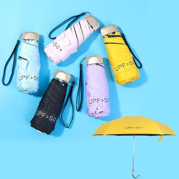 

umbrellas anti-uv pocket mini umbrella rain women windproof durable 5 folding sun portable sunscreen female parasol