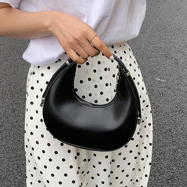 

fashion small half-moon pu leather crossbody bags for women 2021 ladies luxury trending chain underarm shoulder handbags totes