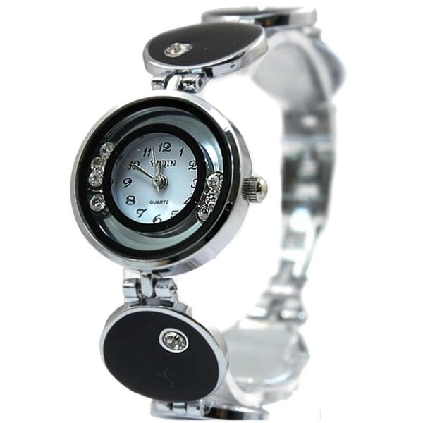 

wristwatches black enamel watchcase white dial ladies women bracelet watch yaqin crystal watches, Slivery;brown